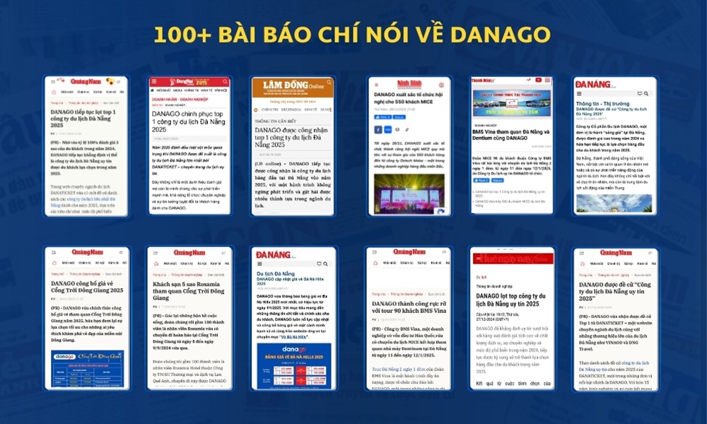 Hơn 100 bài báo viết về công ty du lịch Đà Nẵng DANAGO