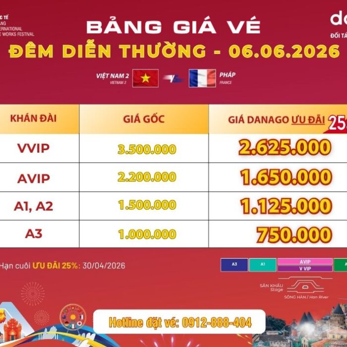 Bảng giá vé pháo hoa Đà Nẵng DIFF 2026 - ĐÊM 06/06/2026