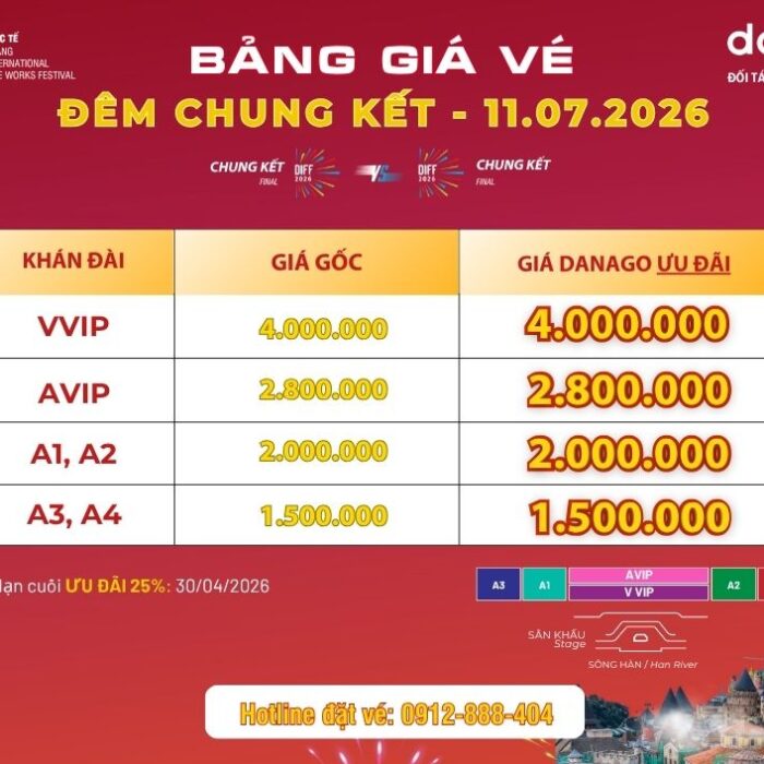 Bảng giá vé pháo hoa Đà Nẵng DIFF 2026 - ĐÊM CHUNG KẾT 11/07/2026